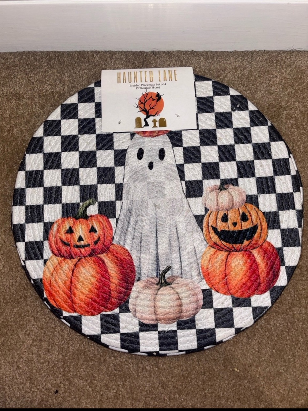 HALLOWEEN GHOST BLACK/WHITE CHECKERED PLACEMATS
